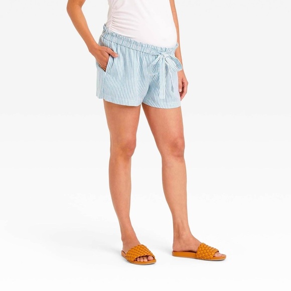 MIsabel Maternity Women’s Tie-Front Pull-On Maternity Shorts - Picture 1 of 6